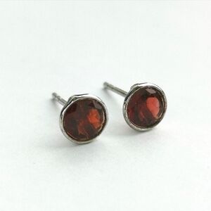 Garnet .75ct each stud earrings in Sterling Silver